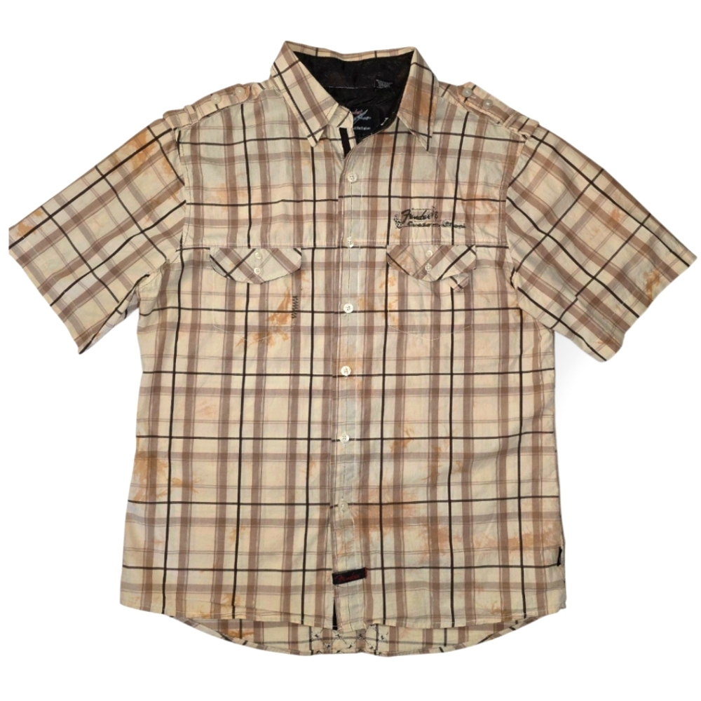 Y2K • FENDER | by Rock & Roll Religion • Plaid Grunge Short Sleeve Button Shirt